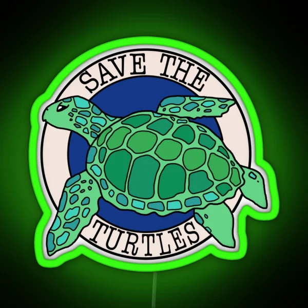 Save The Turtles RGB Neon Sign