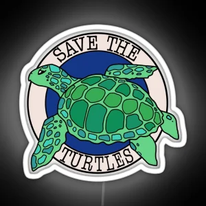 Save The Turtles RGB Neon Sign