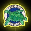 Colorful Save The Turtles Warning Sign with Bright RGB Lighting