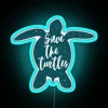 Glowing neon sign with sea turtles in vibrant colorful hues