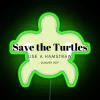 Vibrant Neon Summer Camp Sign with Tropical Turtle Conservation Message