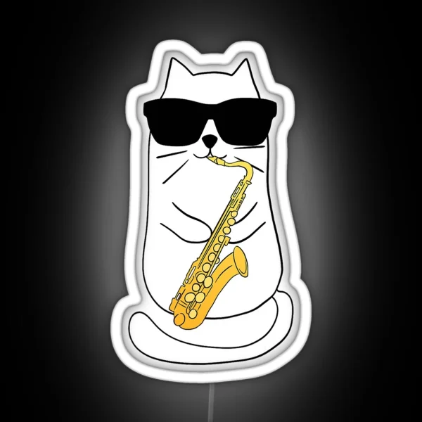 Saxophone Cat Musician Jazz Music Lover RGB Neon Sign