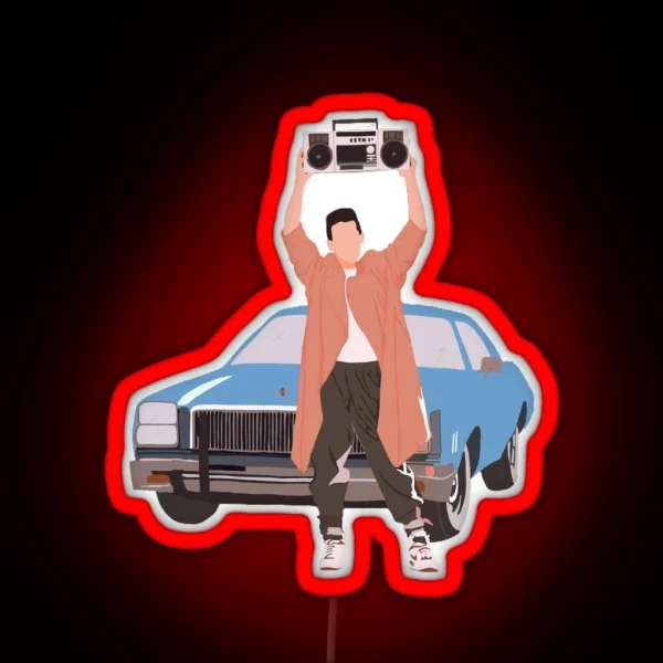 Say Anything Lloyd Dobler Holding His Boom Box RGB Neon Sign
