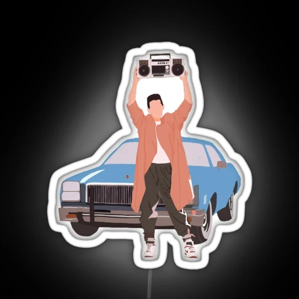 Say Anything Lloyd Dobler Holding His Boom Box RGB Neon Sign
