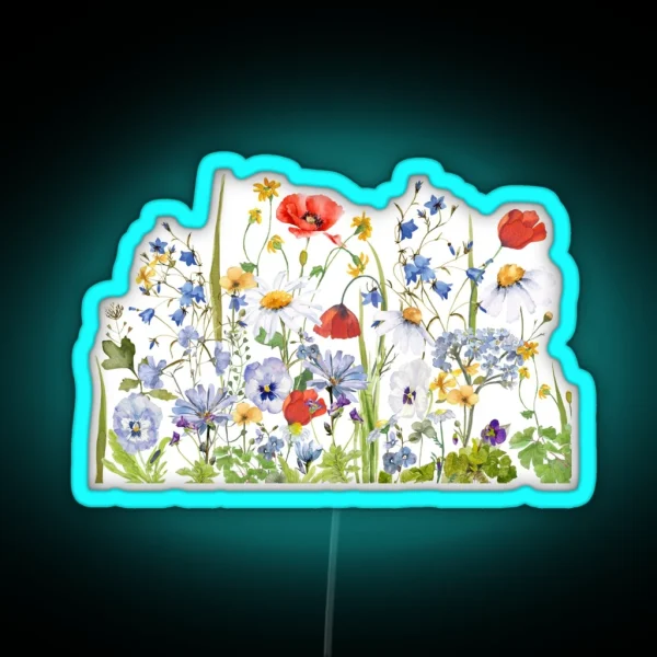 Scandinavian Wildflower Summer Meadow II Botanical RGB Neon Sign