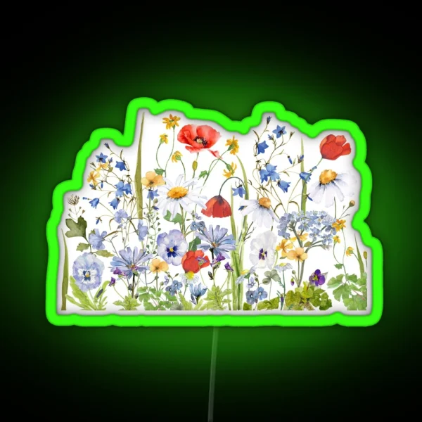 Scandinavian Wildflower Summer Meadow II Botanical RGB Neon Sign