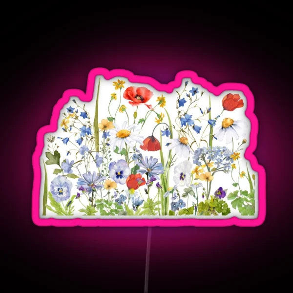 Scandinavian Wildflower Summer Meadow II Botanical RGB Neon Sign