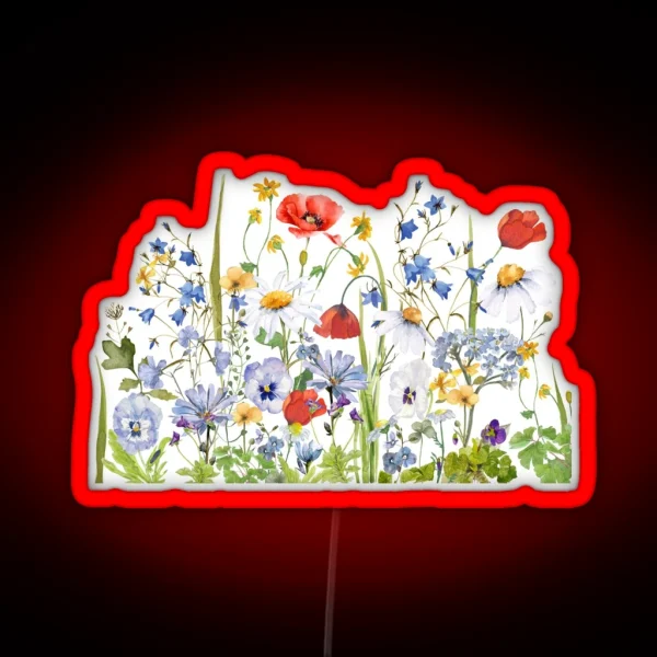 Scandinavian Wildflower Summer Meadow II Botanical RGB Neon Sign