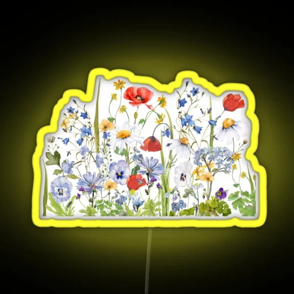 Scandinavian Wildflower Summer Meadow II Botanical RGB Neon Sign