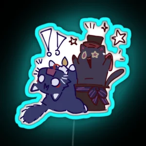 Scarameow And Lyney Cat RGB Neon Sign