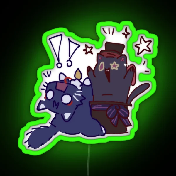 Scarameow And Lyney Cat RGB Neon Sign