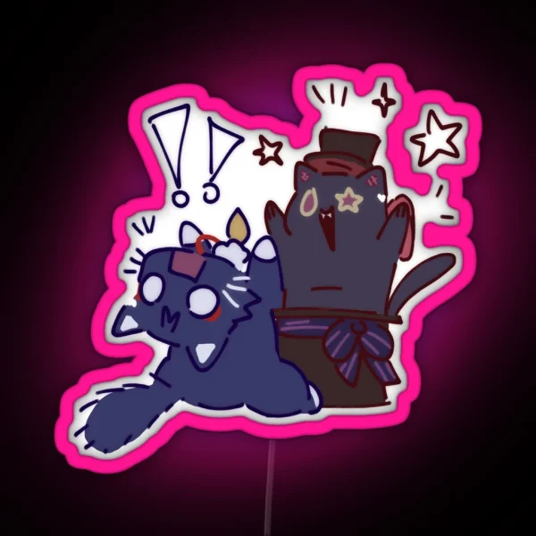 Scarameow And Lyney Cat RGB Neon Sign