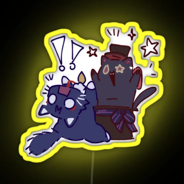 Scarameow And Lyney Cat RGB Neon Sign