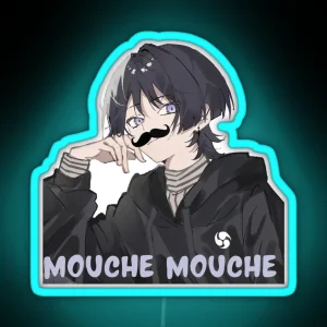 Scaramouche Genshin Impact Meme Moustache Scaramouche Fanart RGB Neon Sign