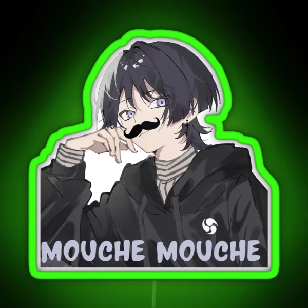 Scaramouche Genshin Impact Meme Moustache RGB Neon Sign