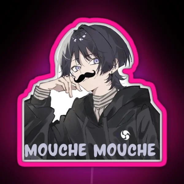 Scaramouche Genshin Impact Meme Moustache RGB Neon Sign