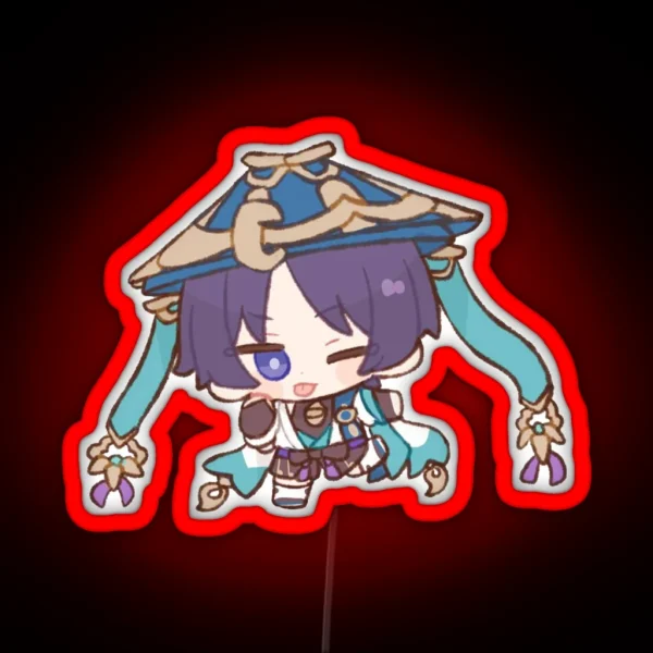 Scaramouche Wonderer Vagabondo Chibi Kawaii Genshin RGB Neon Sign