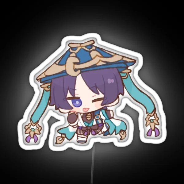 Scaramouche Wonderer Vagabondo Chibi Kawaii Genshin RGB Neon Sign