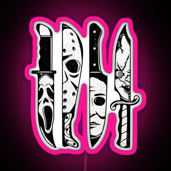 Scary Horror Movies Halloween Costume Gift RGB Neon Sign