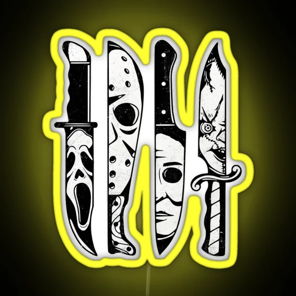 Scary Horror Movies Halloween Costume Gift RGB Neon Sign