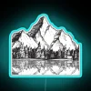 RGB Neon Wall Sign: Majestic Mountain Range with Serene Reflection Scene