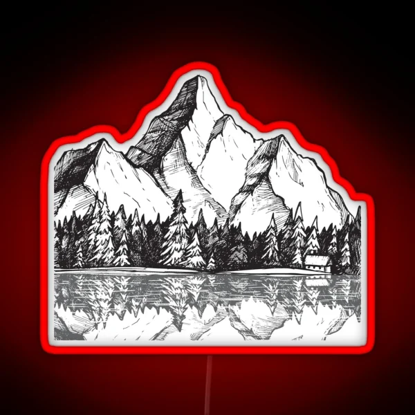 Scenic Mountain With Reflection In Lake Water RGB Neon Sign