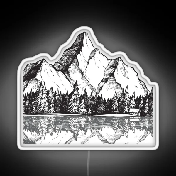 Scenic Mountain With Reflection In Lake Water RGB Neon Sign