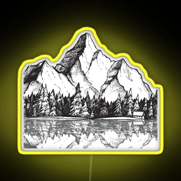 Scenic Mountain With Reflection In Lake Water RGB Neon Sign