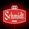 Retro-style LED neon sign featuring defunct Schmidt brewing logo colors.