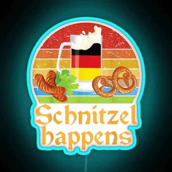 Schnitzel Happens Prost Beer German Flag RGB Neon Sign