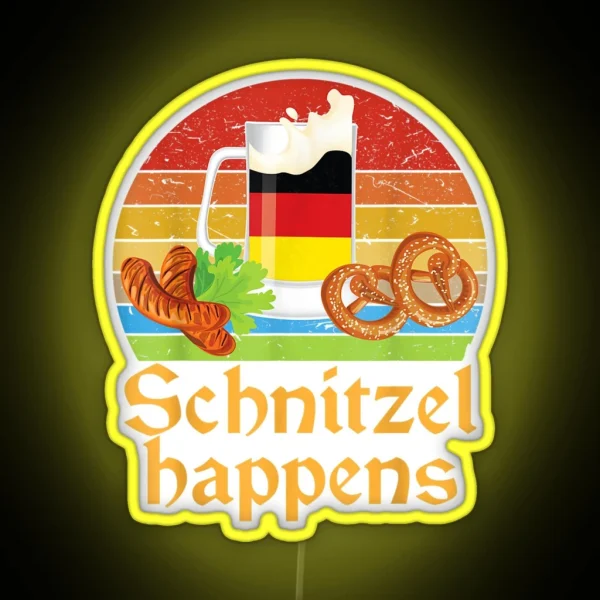Schnitzel Happens Prost Beer German Flag RGB Neon Sign