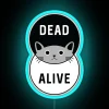 Quantum Paradox Icon: Schrödinger's Feline Fate Uncertainty Sign in Neon Glow