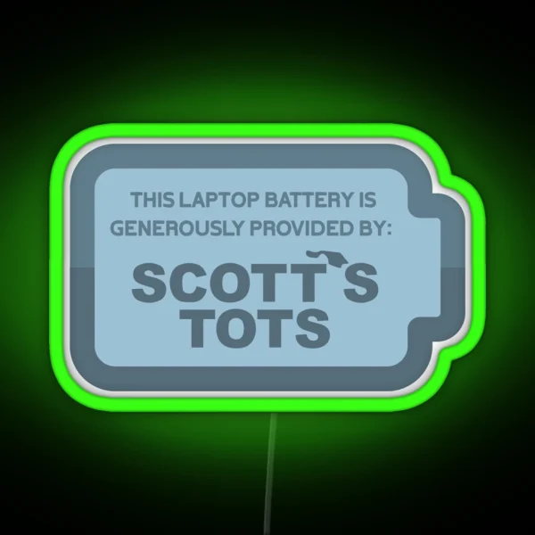 Scotts Tots Laptop Battery Computer Led The Office RGB Neon Sign