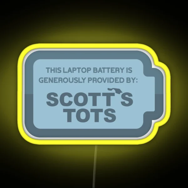 Scotts Tots Laptop Battery Computer Led The Office RGB Neon Sign