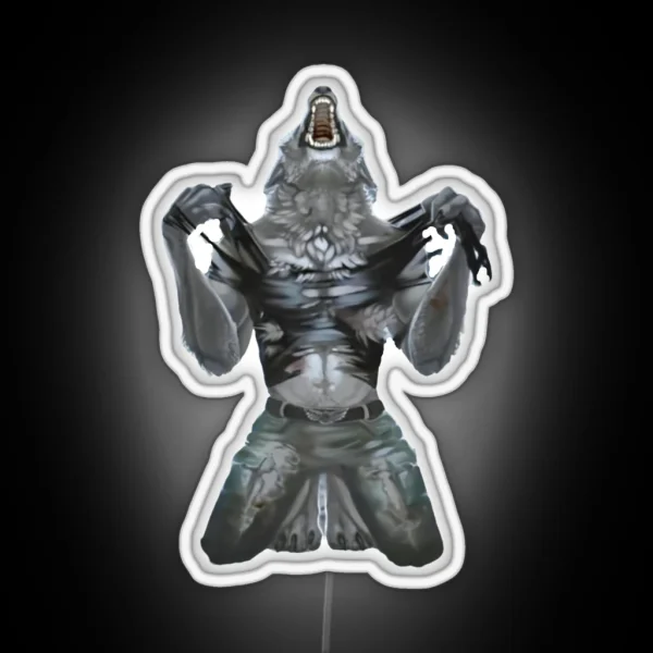 Screaming Alpha Wolf Meme RGB Neon Sign
