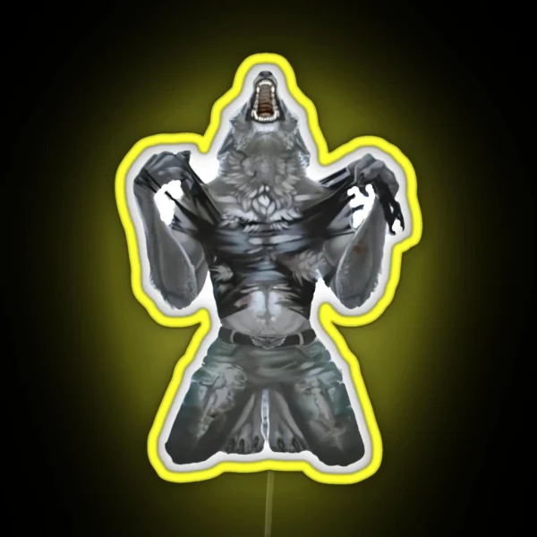 Screaming Alpha Wolf Meme RGB Neon Sign