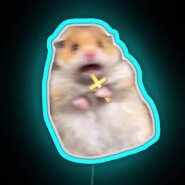 Screaming Hamster With A Cross RGB Neon Sign