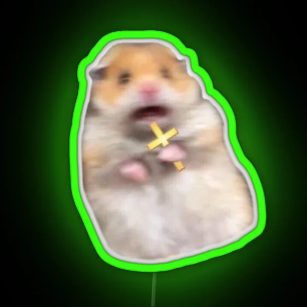 Screaming Hamster With A Cross RGB Neon Sign
