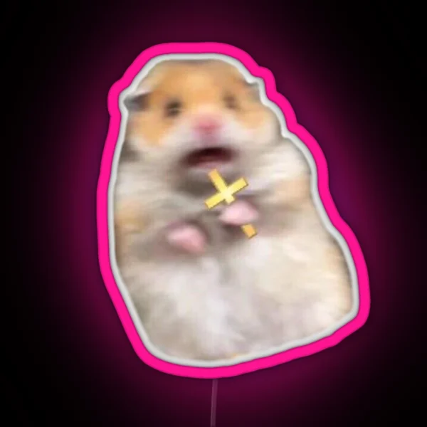 Screaming Hamster With A Cross RGB Neon Sign
