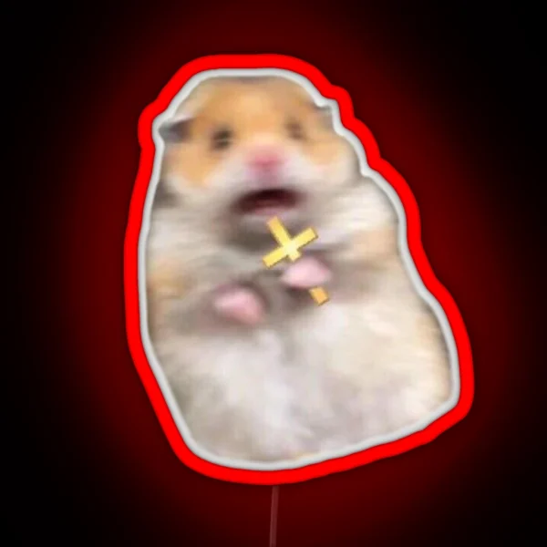 Screaming Hamster With A Cross RGB Neon Sign