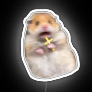 Screaming Hamster With A Cross RGB Neon Sign