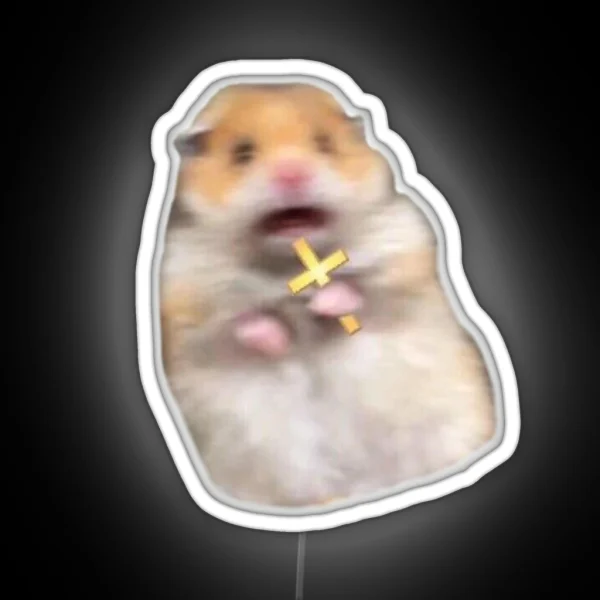 Screaming Hamster With A Cross RGB Neon Sign