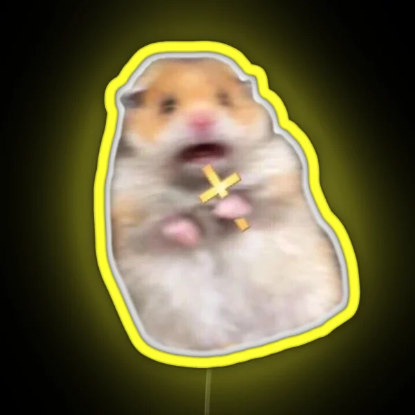 Screaming Hamster With A Cross RGB Neon Sign