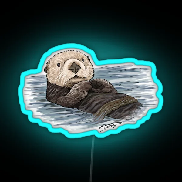 Sea Otter Sketch RGB Neon Sign