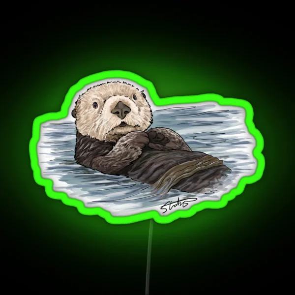 Sea Otter Sketch RGB Neon Sign