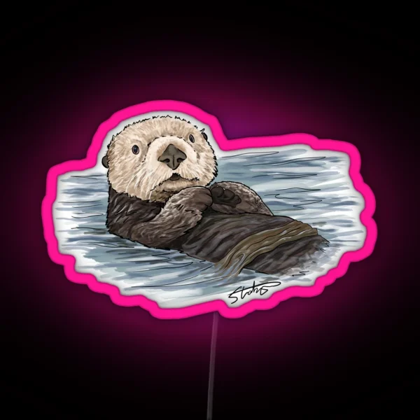 Sea Otter Sketch RGB Neon Sign