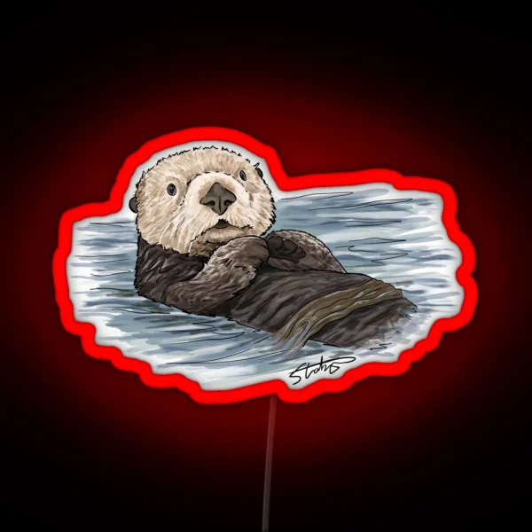 Sea Otter Sketch RGB Neon Sign