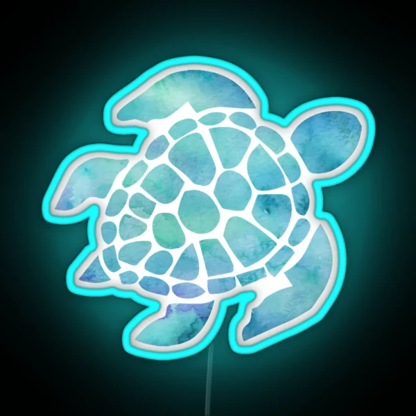 Sea Turtle Watercolor Blue RGB Neon Sign
