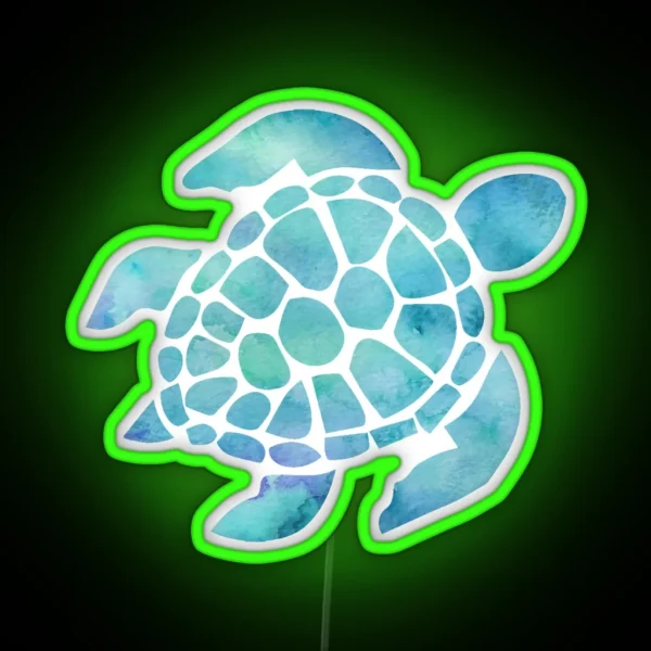 Sea Turtle Watercolor Blue RGB Neon Sign