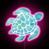 Vibrant Sea Turtle Inspired Watercolor Style Blue Neon RGB Light Canvas Sign